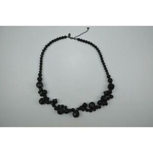 2011 mark Avon Multifaceted‎ Necklace Jet Black Beads  35"